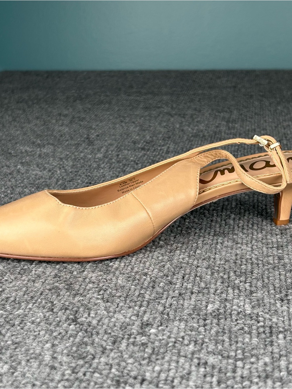 Sam Edelman Bianka Slingback Pump Neutral Nude Leather 8.5 Wedding Formal Prom - Picture 7 of 14